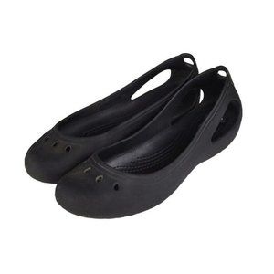 Crocs Black Slip On Ballet Slippers Shoes With Cut Outs Size 9